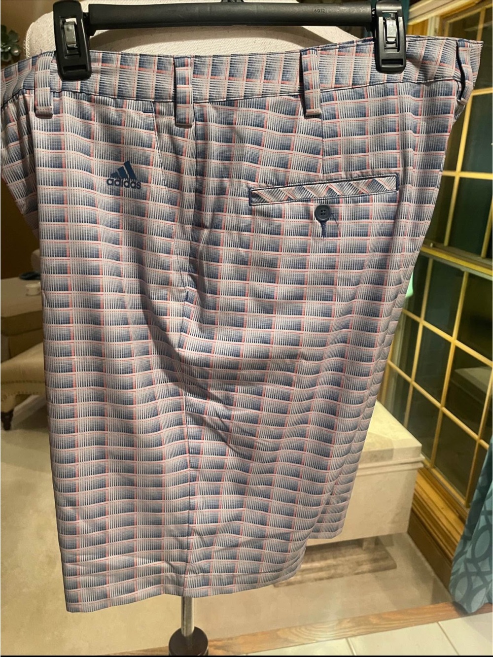 Adidas Men’s Blue/Orange Plaid Golf Shorts Sz 36 Excellent Condition
